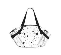 TTIGLHOH Couverture de plage ronde imprimée à pois noirs et blancs, se replie dans un sac fourre-tout, tapis indéchirable de 94 cm, pour camping, festival