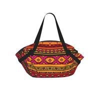 TTIGLHOH Couverture de plage ronde imprimée art folklorique mexicain bohème - Se replie dans un sac fourre-tout - Résistant aux déchirures - 94 cm - Tapis de camping et festival