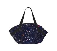 TTIGLHOH Couverture de plage ronde imprimée carte des constellations étoilées, se replie dans un sac fourre-tout, tapis indéchirable de 94 cm, tapis de camping, festival