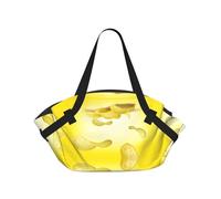 TTIGLHOH Couverture de plage ronde imprimée de chips de pommes de terre, se replie dans un sac fourre-tout, tapis résistant à la déchirure, 94 cm, camping, festival