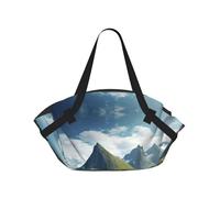 TTIGLHOH Couverture de plage ronde imprimée des îles de Norvège, se replie dans un sac fourre-tout, tapis indéchirable de 94 cm, tapis de camping, festival