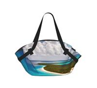 TTIGLHOH Couverture de plage ronde imprimée île de Cuba, se replie dans un sac fourre-tout, tapis indéchirable de 94 cm, pour camping, festival