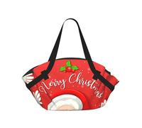 TTIGLHOH Couverture de plage ronde imprimée « Merry Christmas » - Se replie dans un sac fourre-tout - Résistant aux déchirures - 94 cm - Pour camping et festival