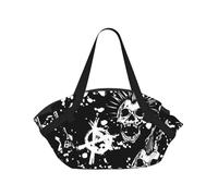 TTIGLHOH Couverture de plage ronde imprimée tête de mort punk blanche se replie dans un sac fourre-tout, tapis résistant aux déchirures 94 cm, camping festival