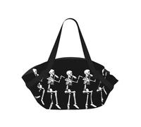 TTIGLHOH Couverture de plage ronde imprimée tête de mort squelette pour Halloween, se replie dans un sac fourre-tout, résistant aux déchirures, 94 cm, camping, festival