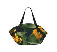 TTIGLHOH Couverture de plage ronde imprimée tournesol sur le thème des plantes, se replie dans un sac fourre-tout, tapis indéchirable de 94 cm, tapis de camping, festival