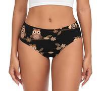 TTIGLHOH Culotte confortable pour femme avec motif chouettes marron mignon dessin animé sans couture pour un usage quotidien doux et respirant, Noir , XL