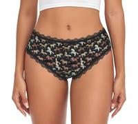 TTIGLHOH Culotte en dentelle imprimée cheval marron pour femme, culotte de bikini imprimée, coupe douce et extensible