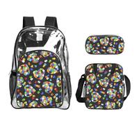 TTIGLHOH Ensemble de 3 pièces de puzzle de sensibilisation à l'autisme avec motif cœur pour enfants, sac à livres transparent avec sac à déjeuner isotherme inclus