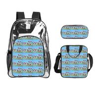 TTIGLHOH Ensemble de 3 sacs transparents imprimés coquelicots sur le ciel pour enfants, sac à dos transparent avec sac à déjeuner isotherme inclus