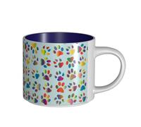 TTIGLHOH Gobelets colorés en céramique de grande capacité avec motif pattes de chien, adaptées aux cafés, construction robuste, fond antidérapant