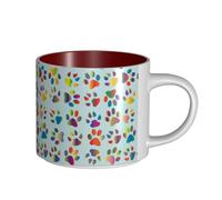 TTIGLHOH Gobelets colorés en céramique de grande capacité avec motif pattes de chien, adaptées aux cafés, construction robuste, fond antidérapant