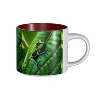 TTIGLHOH Gobelets en céramique de grande capacité avec motif de feuilles de grenouille, adaptées aux cafés, construction robuste, fond antidérapant