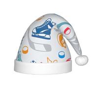 TTIGLHOH Hockey Elements Creative Pattern Bonnet de Père Noël Noël Velours Confort Épais Fourrure Vacances