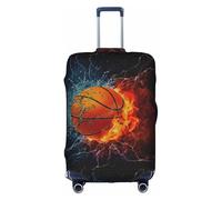 TTIGLHOH Impression de flammes et gouttes d'eau de basket-ball, protection contre les rayures, exclut la housse de valise qui empêche les bagages de se mélanger, blanc, M