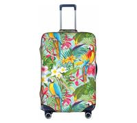TTIGLHOH Impression de plantes tropicales et perroquets - Protection contre les rayures - Ne contient pas de housse de valise - Empêche les bagages de se mélanger, blanc, L