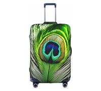 TTIGLHOH Impression plumes de paon vertes - Protection anti-rayures - Ne contient pas de housse de valise - Empêche les bagages de se mélanger, blanc, XL