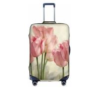 TTIGLHOH Impression tulipes roses - Protection contre les rayures - Ne contient pas de housse de valise - Empêche les bagages de se mélanger, blanc, XL