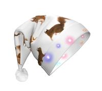 TTIGLHOH Joli chapeau de Père Noël en forme d'écureuil pour costume de Noël avec lumière LED pour adultes, chapeau de Père Noël pour fête
