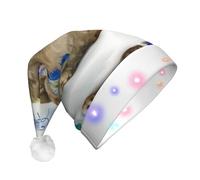 TTIGLHOH Joli chapeau de Père Noël en forme d'œufs de Pâques avec lumière LED pour adultes, chapeau de Père Noël pour fête