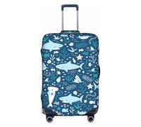 TTIGLHOH Joli motif poisson bleu - Protection contre les rayures - Ne contient pas de housse de valise - Empêche les bagages de se mélanger, blanc, L