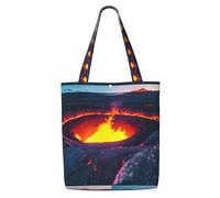 TTIGLHOH Kilauea Volcano Sac de courses réutilisable en toile avec fermeture à pression pour usage quotidien, travail, shopping