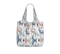 TTIGLHOH Llama Alpaga Cactus Sac de courses pliable réutilisable léger 25 l pour les courses, les voyages