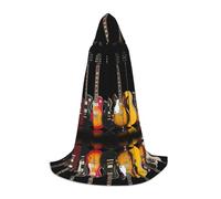 TTIGLHOH Longue cape de guitare électrique pour adolescents, équipement de cosplay, bal masqué, vampire, sorcière, costume d'Halloween