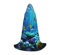 TTIGLHOH Longue cape de paysage sous-marin tranquille pour adolescents, équipement de cosplay, bal masqué, vampire, sorcière, fête d'Halloween