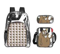 TTIGLHOH Lot de 3 sacs transparents imprimés castor pour enfants, sac à dos transparent avec sac à déjeuner isotherme inclus
