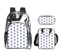TTIGLHOH Lot de 3 sacs transparents imprimés mauvais yeux pour enfants, sac à dos transparent avec sac à déjeuner isotherme inclus