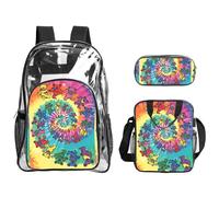 TTIGLHOH Lot de 3 sacs transparents imprimés ours dansants pour enfants, sac à livres transparent avec sac à déjeuner isotherme inclus