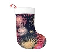 TTIGLHOH Magnifique chaussette de Noël traditionnelle avec imprimé feu d'artifice - 45,7 cm - Merveilleux pour la famille, les enfants et les célébrations saisonnières