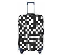 TTIGLHOH Motif à carreaux noir et blanc - Protection contre les rayures - Ne contient pas de housse de valise - Empêche les bagages de se mélanger, blanc, XL