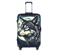TTIGLHOH Motif loup de nuit et lune - Protection contre les rayures - Ne contient pas de housse de valise - Empêche les bagages de se mélanger, blanc, S