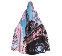 TTIGLHOH Peinture à l'huile Paris Tour Eiffel Longue cape avec capuche, robe gothique adulte, pour bal masqué, costume médiéval