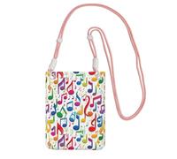 TTIGLHOH Petit sac à bandoulière coloré avec notes de musique 1 impression pour téléphone portable avec bandoulière pour passeport, smartphone, portefeuille, rose, Taille unique