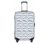 TTIGLHOH Petite baleine bleue avec impression de natation - Protection contre les rayures - Sans housse de valise - Empêche les bagages de se mélanger, blanc, L