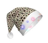 TTIGLHOH Petoskey Bonnet de Père Noël avec lumière LED pour adultes, chapeau de Père Noël pour fête