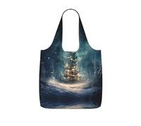 TTIGLHOH Sac fourre-tout pliable et léger avec imprimé arbre de Noël et neige - 25 l - Pour les courses, les voyages et les trajets