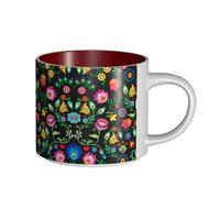 TTIGLHOH Sugar Horror Tasses en céramique avec motif tête de mort et fleurs Grande capacité Convient pour les cafés Construction robuste Fond antidérapant