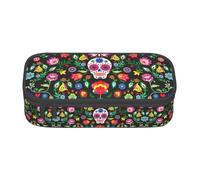 TTIGLHOH Sugar Horror Trousse à crayons de grande capacité Motif crâne et fleurs, Noir , Taille unique, Organiseur de sac