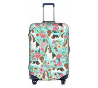 TTIGLHOH Sweet Basset Hound Impression florales Protection contre les rayures Ne contient pas de housse de valise pour éviter que les bagages ne se mélangent, blanc, M