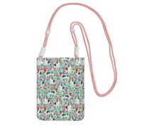 TTIGLHOH Sweet Basset Hound Impression Florals Petit sac à bandoulière pour téléphone portable avec bandoulière pour passeport smartphone portefeuille, rose, Taille unique