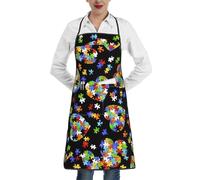 TTIGLHOH Tabliers de cuisine de Noël pour adultes avec grande poche et longue cravate pour la sensibilisation à l'autisme