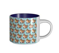 TTIGLHOH Tasses en céramique de grande capacité avec motif chien de Poméranie de dessin animé - Convient pour les cafés - Construction robuste - Fond antidérapant
