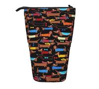 TTIGLHOH Trousse à crayons avec motif teckel debout « I Love My Dog » pour filles et garçons, grande capacité pour l'école, Noir , Taille unique, Organiseur de sac