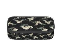 TTIGLHOH Trousse à crayons de grande capacité avec grue japonaise et pin - Trousse élégante pour le bureau, l'université et l'école, Noir , Taille unique, Organiseur de sac