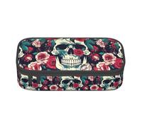 TTIGLHOH Trousse à crayons décorative de grande capacité avec motif de tête de mort et fleurs pour bureau, université, école, Noir , Taille unique, Organiseur de sac