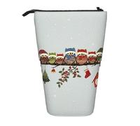 TTIGLHOH Trousse à crayons télescopique pour filles et garçons - Motif chouettes de Noël sur une branche - Grande capacité pour l'école, Noir , Taille unique, Organiseur de sac